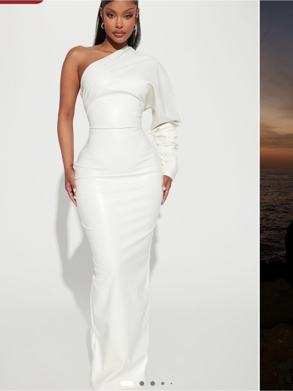Fashion Nova One-Shoulder White Satin Gown